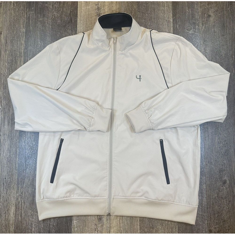 Short Par 4 Men's‎ Size XL Lightweight Full Zip Ivory Windbreaker Golf Jacket